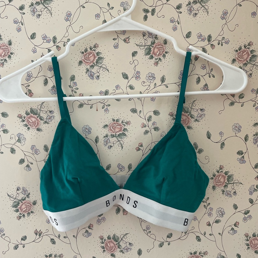 Bonds Teal Green Wireless Triangle Bralette with Branded Band